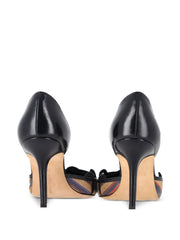 pointed-toe raffia pumps