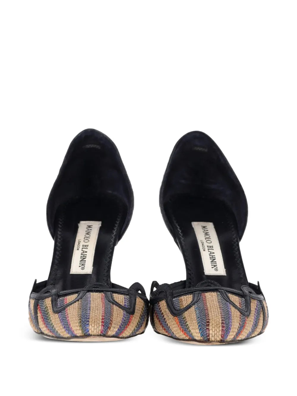 pointed-toe raffia pumps