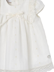 lace-trim bow-detail dress