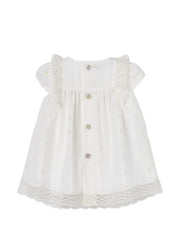lace-trim bow-detail dress