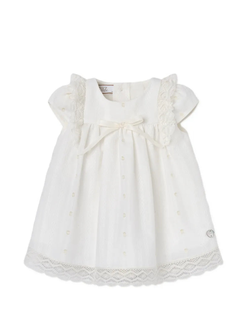 lace-trim bow-detail dress