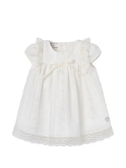 lace-trim bow-detail dress