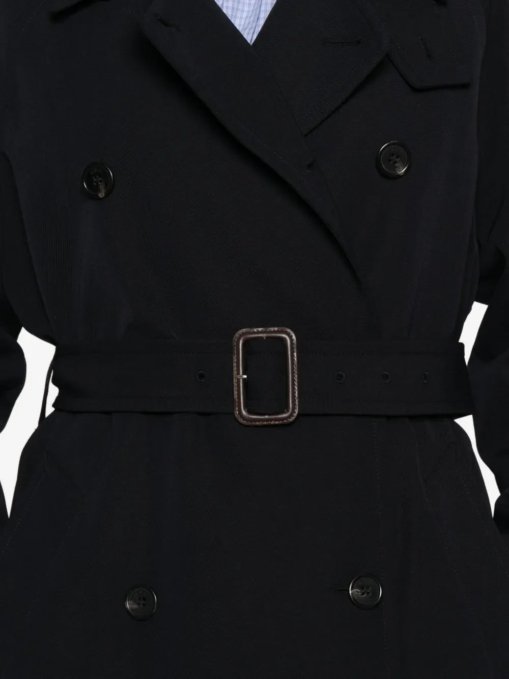 belted double-breasted trench coat