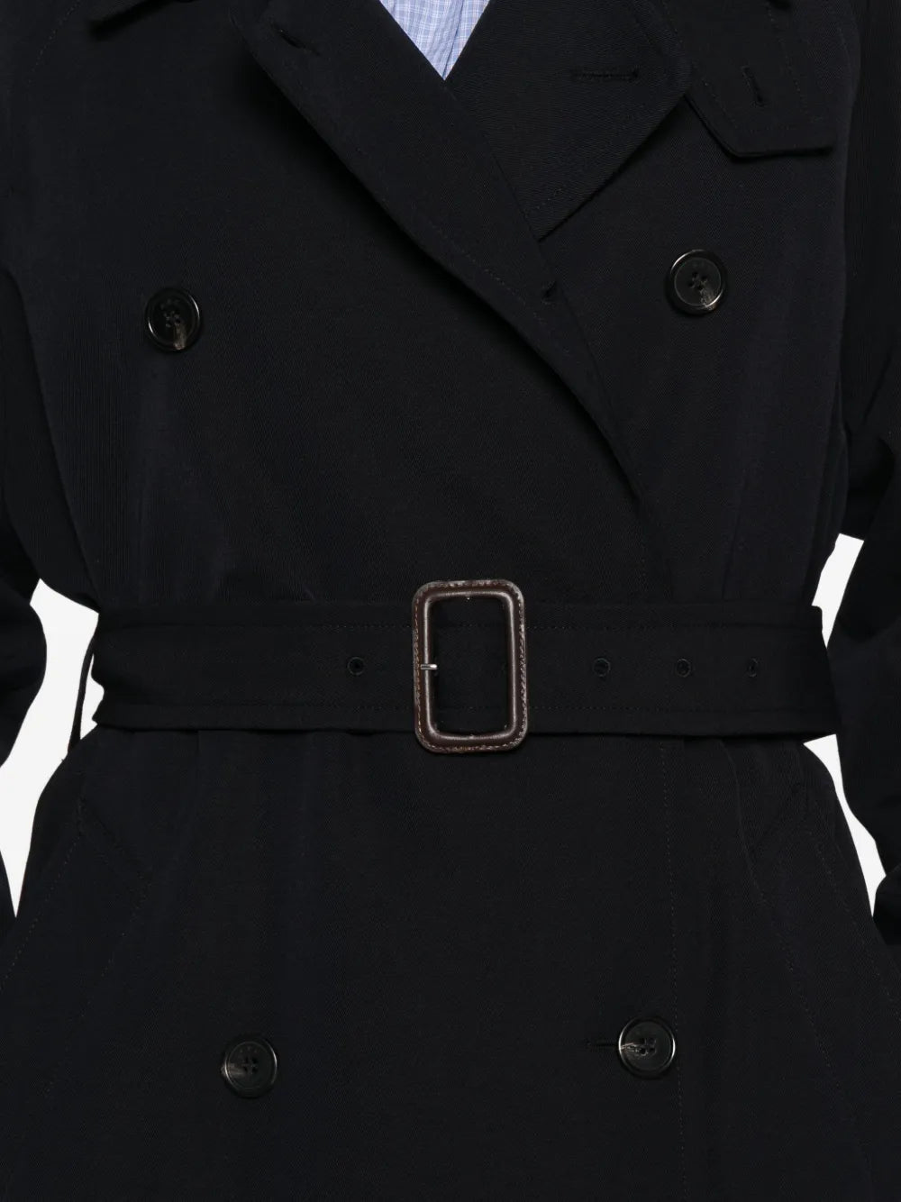 belted double-breasted trench coat