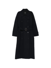 belted double-breasted trench coat