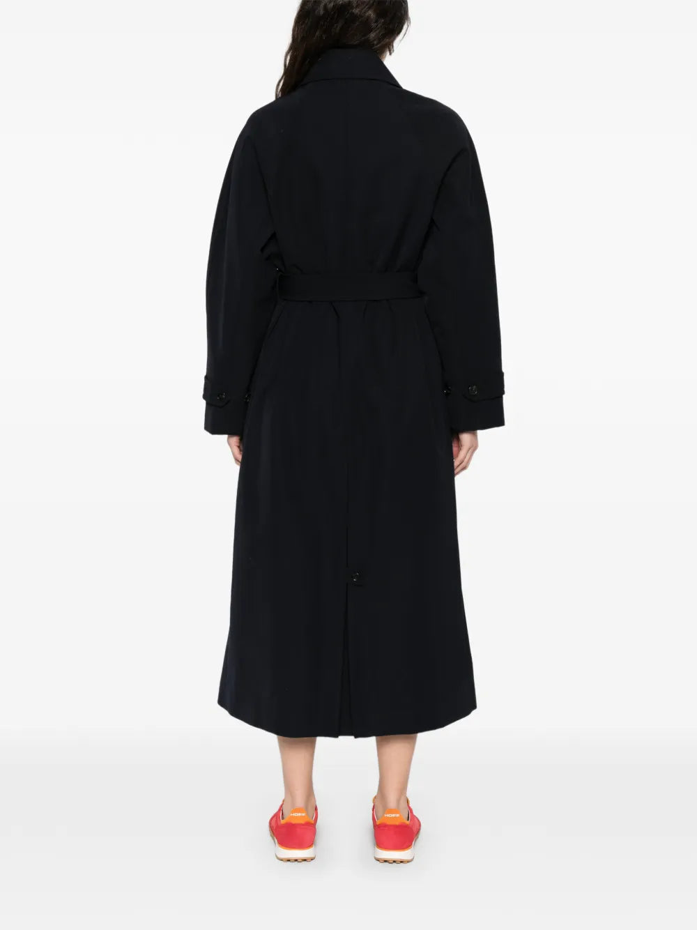 belted double-breasted trench coat