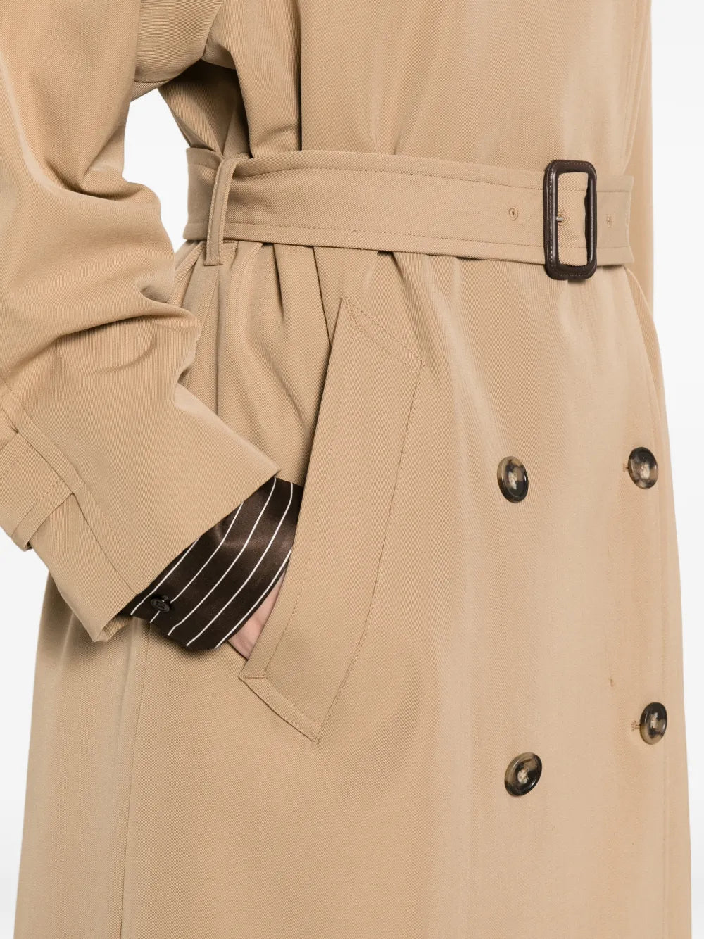 belted double-breasted trench coat