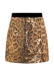 sequinned animal-print mini skirt