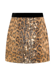 sequinned animal-print mini skirt