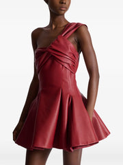 one-shoulder leather mini dress