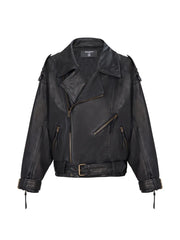 asymmetrical-zip leather jacket