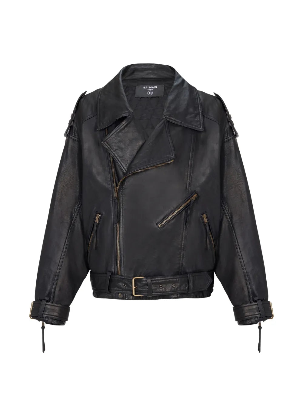 asymmetrical-zip leather jacket