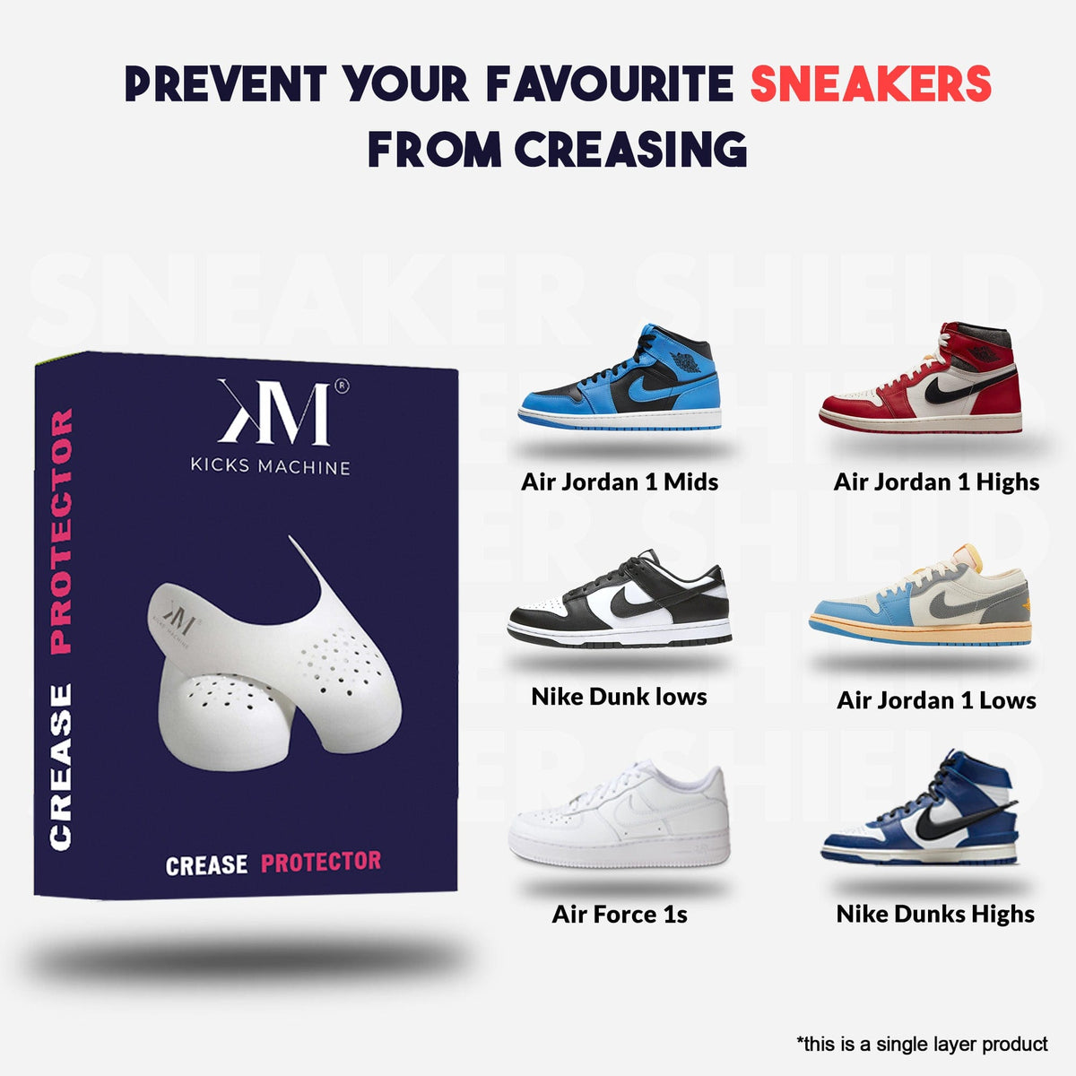 Crease Protector Sleek Sneaker Shield - Crease Free Sneakers Kicks Machine