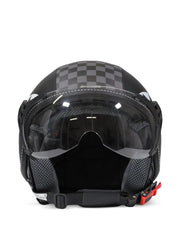 shark-print checkerboard helmet