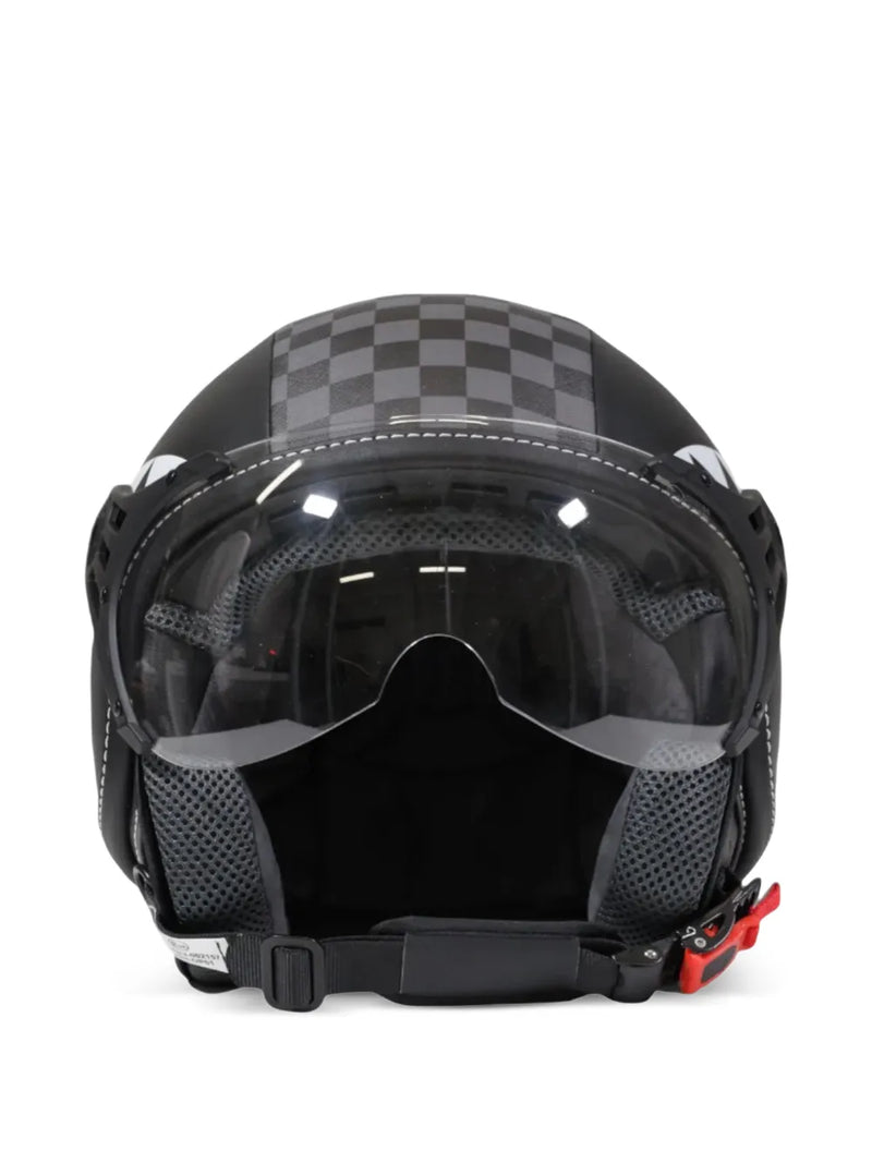 shark-print checkerboard helmet