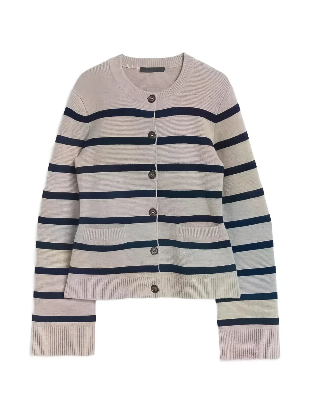 striped button knitwear