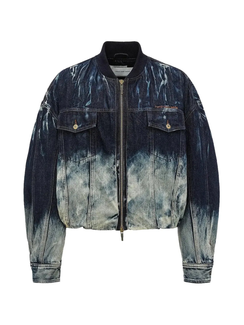 gradient distressed-effect denim jacket