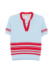 striped V-neck top