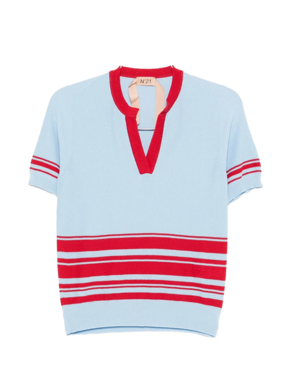 striped V-neck top
