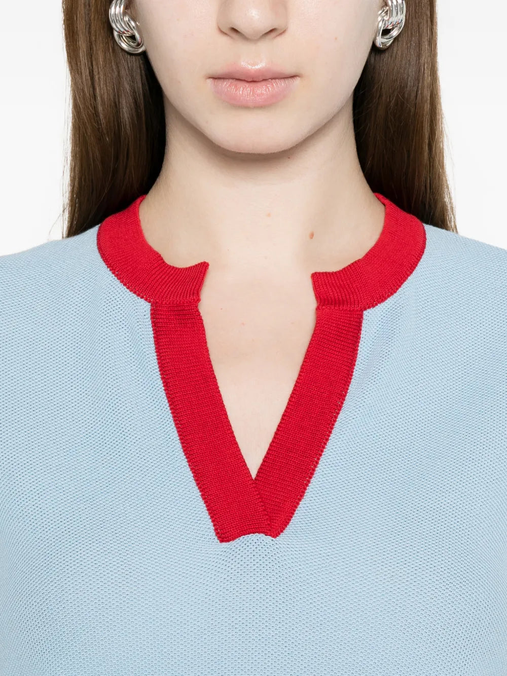 striped V-neck top