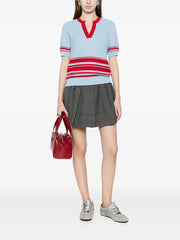 striped V-neck top