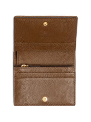 VLogo Signature wallet in denim with floral embroidery