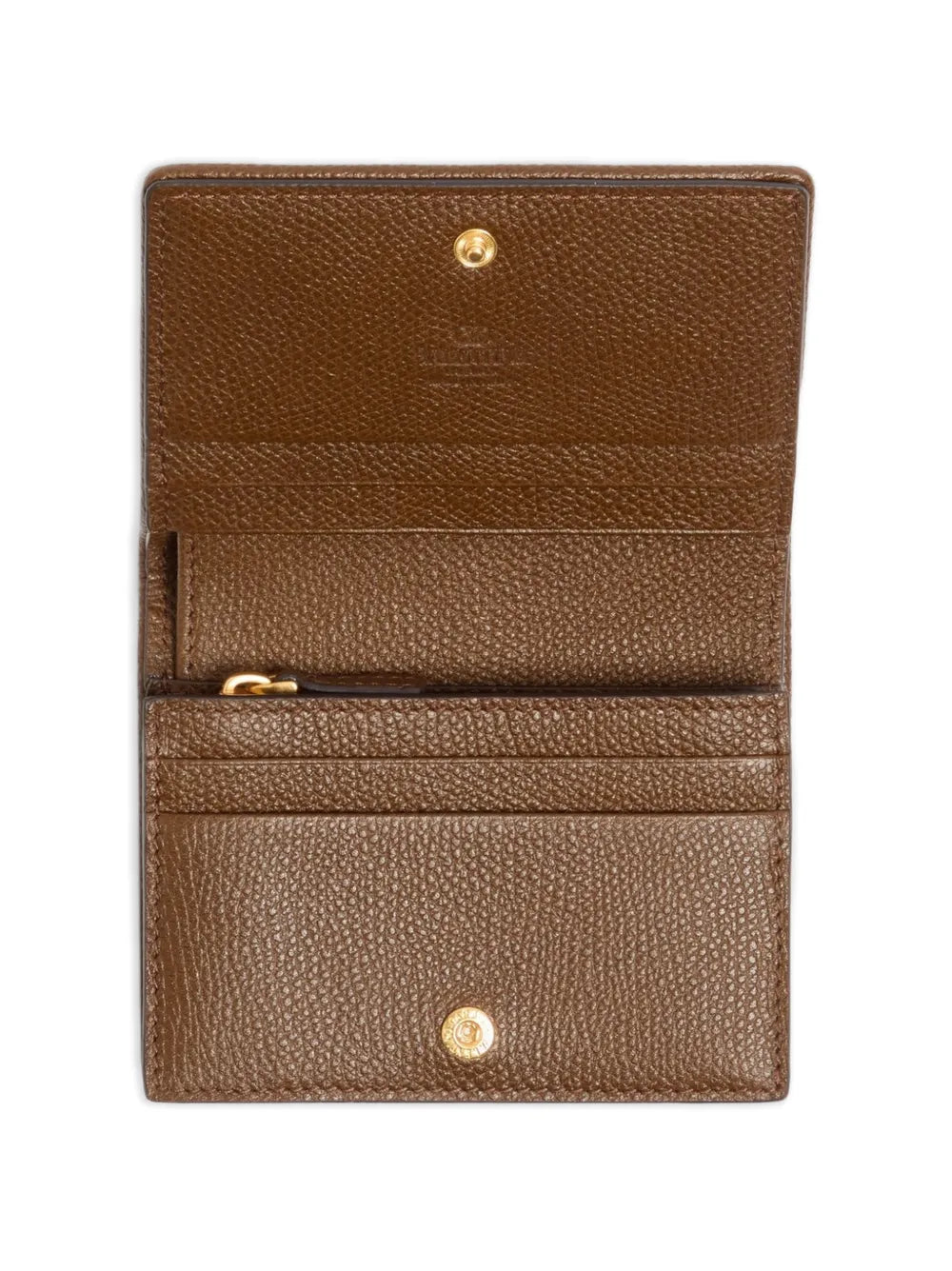 VLogo Signature wallet in denim with floral embroidery