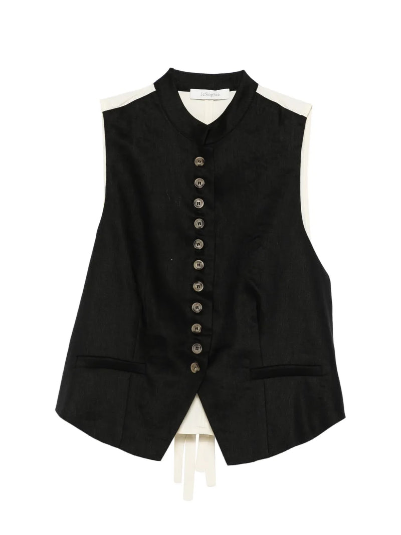 Linnea button collarless top