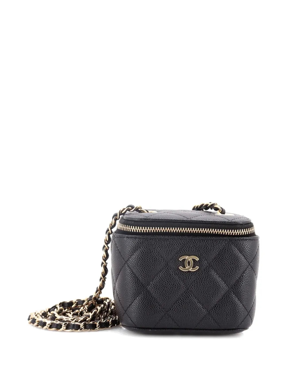 Classic Vanity Case with Chain Quilted Caviar Mini pouch