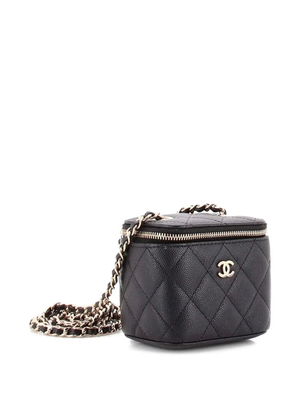 Classic Vanity Case with Chain Quilted Caviar Mini pouch