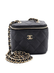 Classic Vanity Case with Chain Quilted Caviar Mini pouch