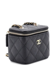 Classic Vanity Case with Chain Quilted Caviar Mini pouch