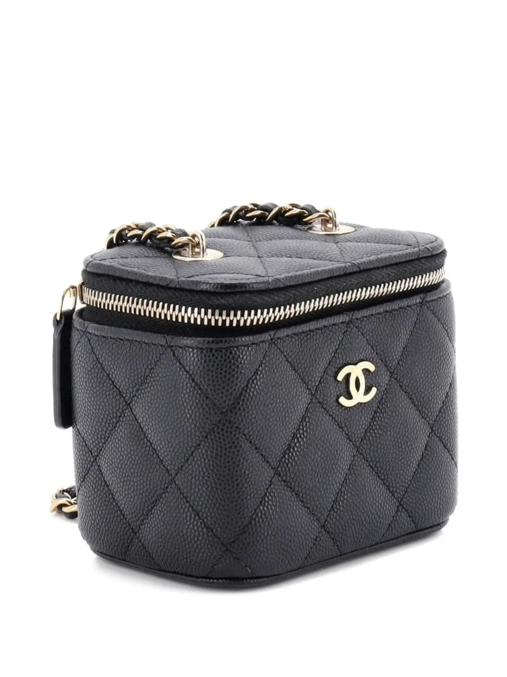 Classic Vanity Case with Chain Quilted Caviar Mini pouch