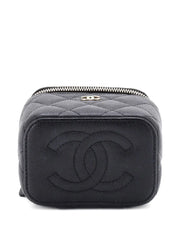 Classic Vanity Case with Chain Quilted Caviar Mini pouch