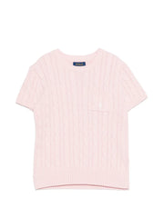 cable-knit pocket T-Shirt