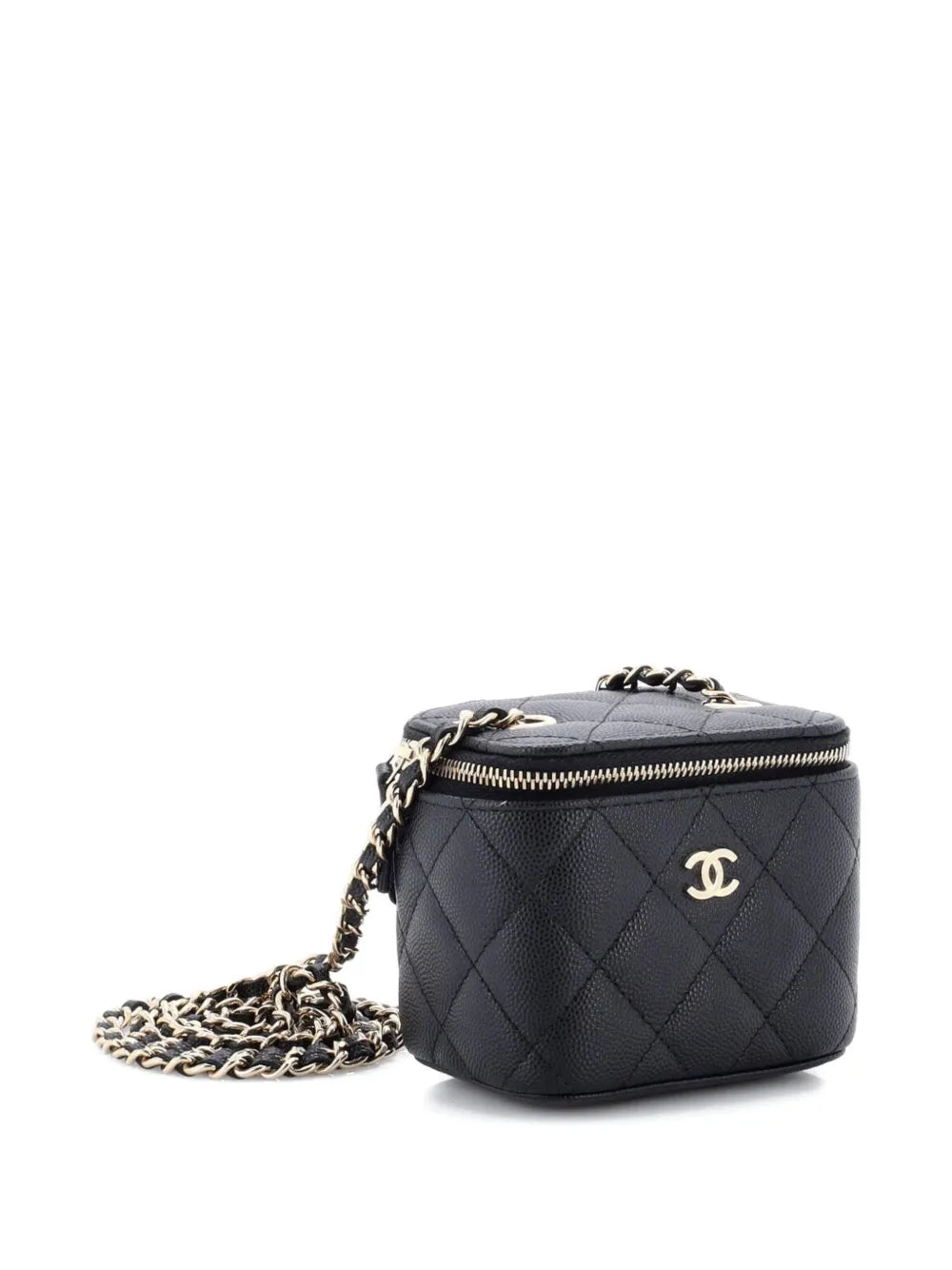 Classic Vanity Case with Chain Quilted Caviar Mini pouch