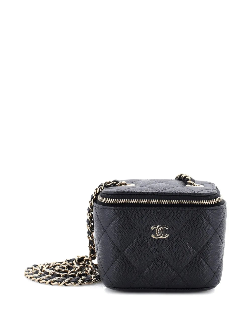 Classic Vanity Case with Chain Quilted Caviar Mini pouch