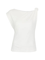 Marlena draped asymmetric-neck top