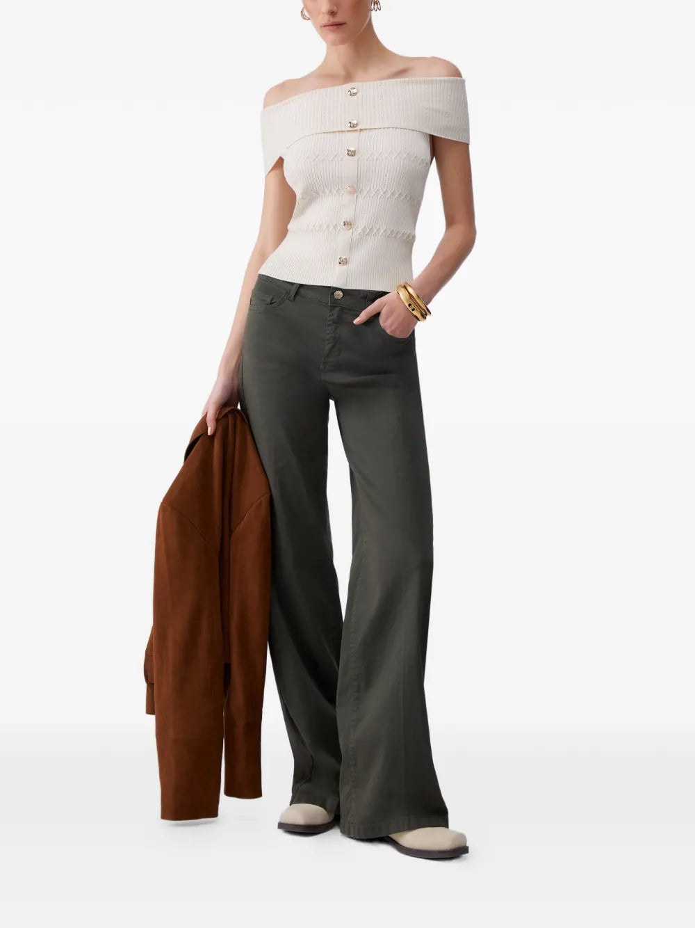 bardot-neck top