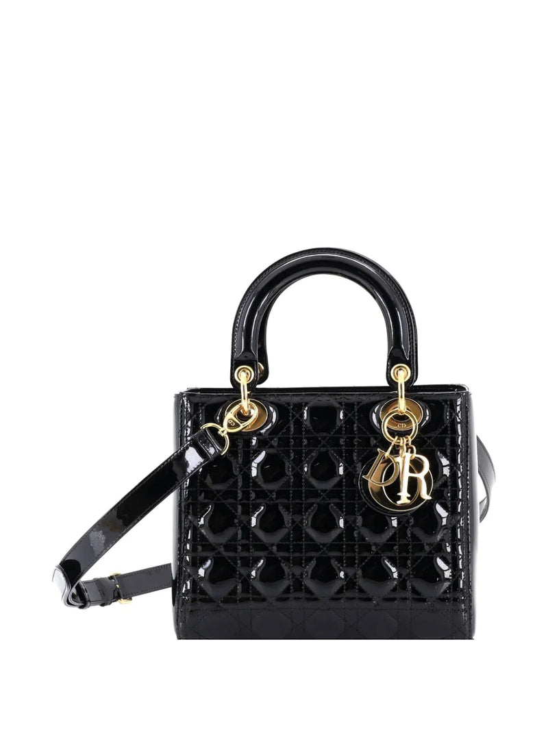Lady Dior Bag Cannage Quilt Patent Medium satchel