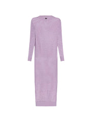 crochet-knit long-sleeved dress