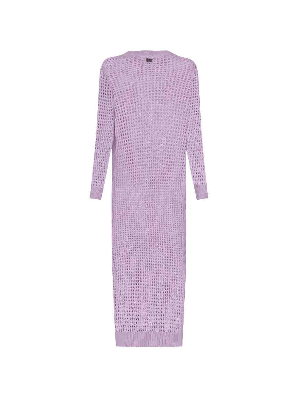 crochet-knit long-sleeved dress