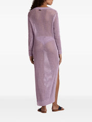 crochet-knit long-sleeved dress
