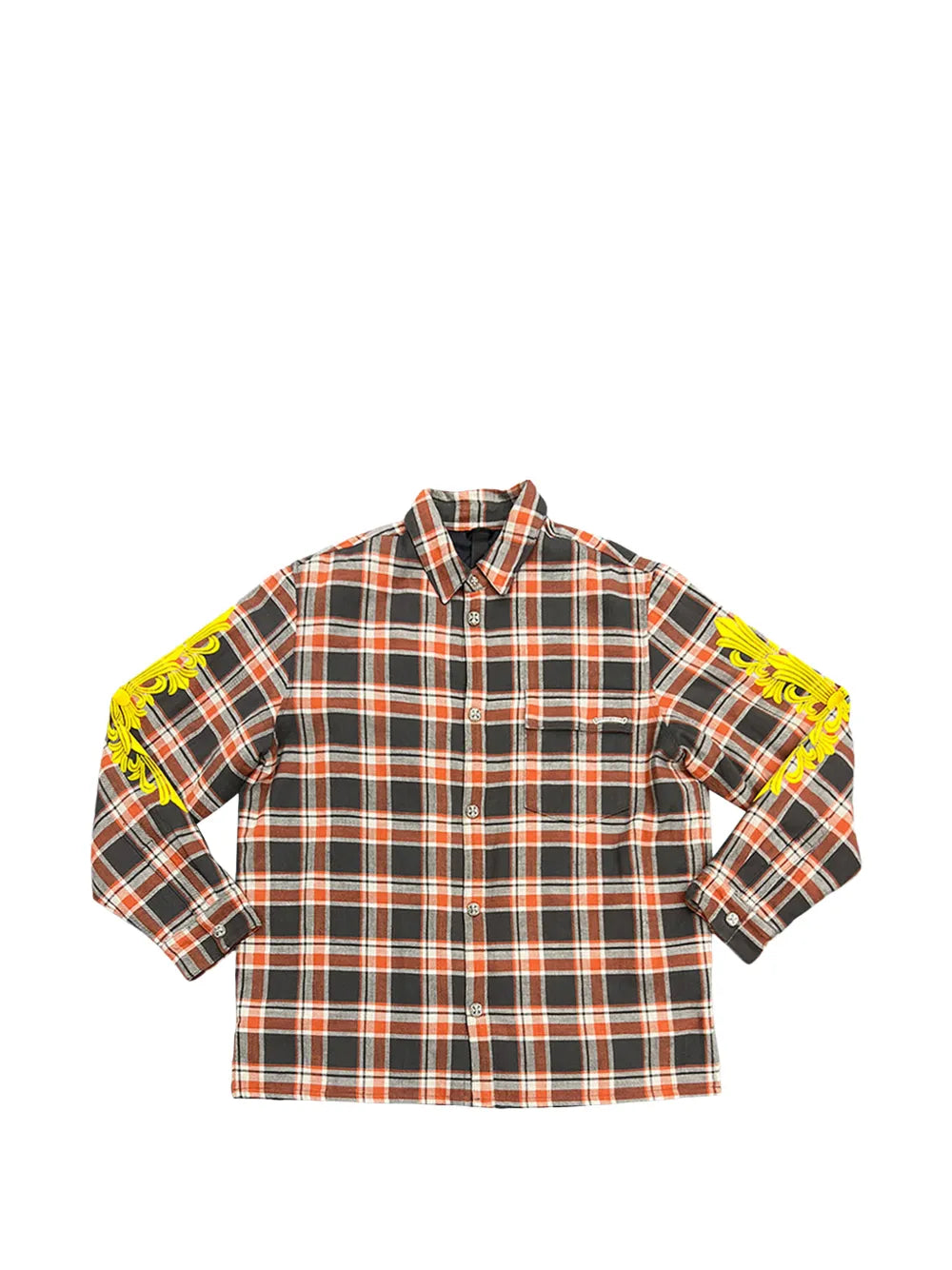 check embroidered flannel jacket