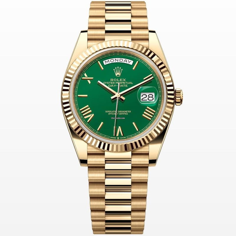 Rolex | Day-Date | 228238 | Rose gold | 40 mm | Yellow gold | Green | Automatic