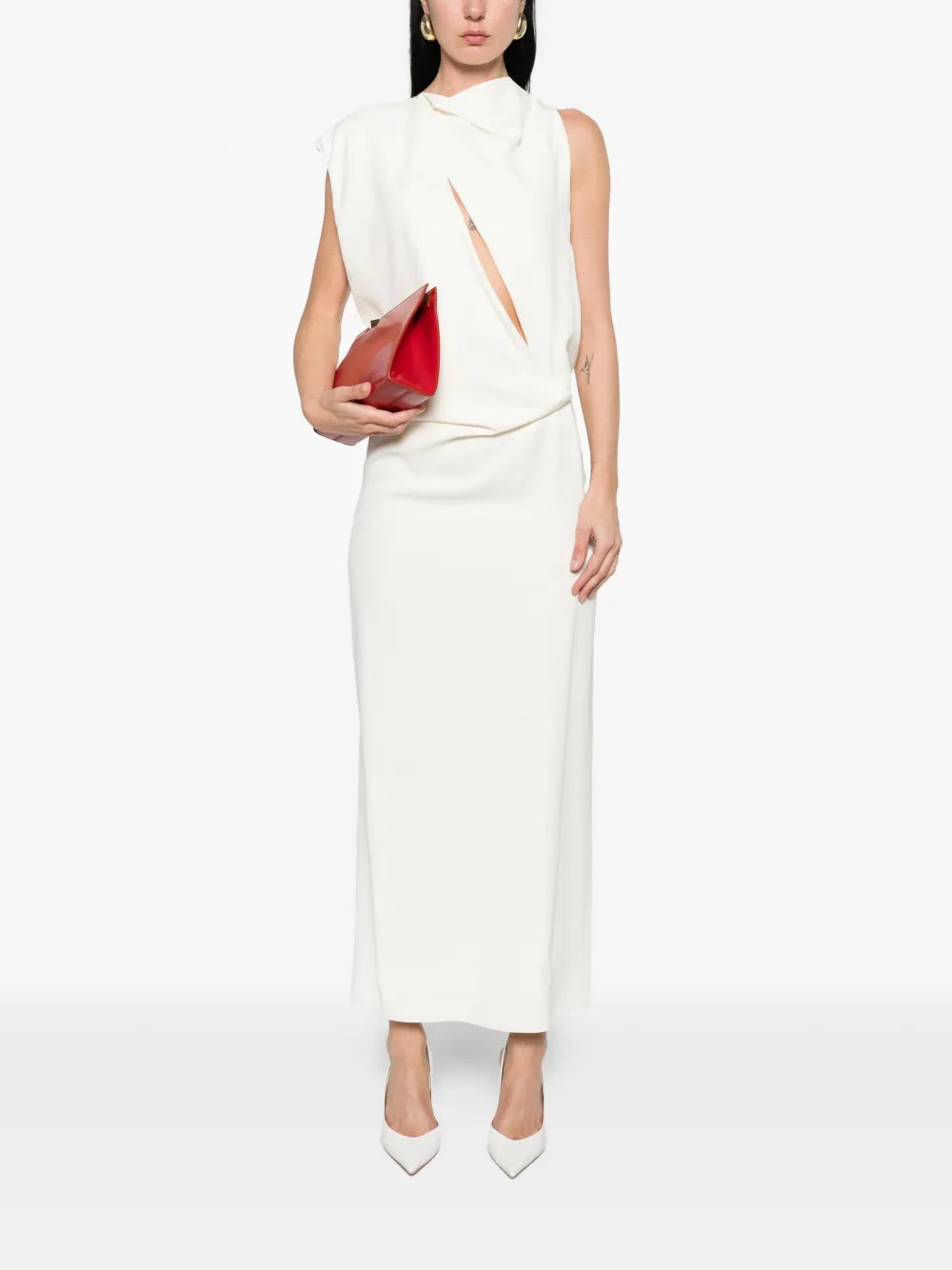 draped midi dress