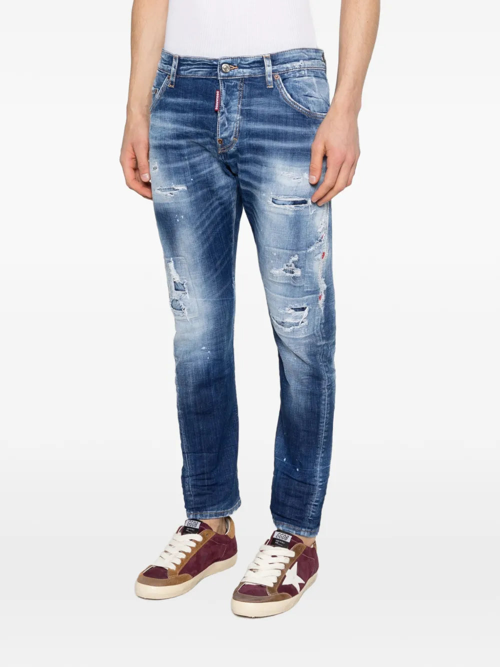 distressed-effect jeans