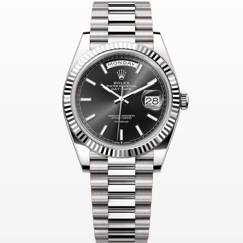 Rolex | Day-Date | 228239 | White gold | 40 mm | White gold | Black | Automatic