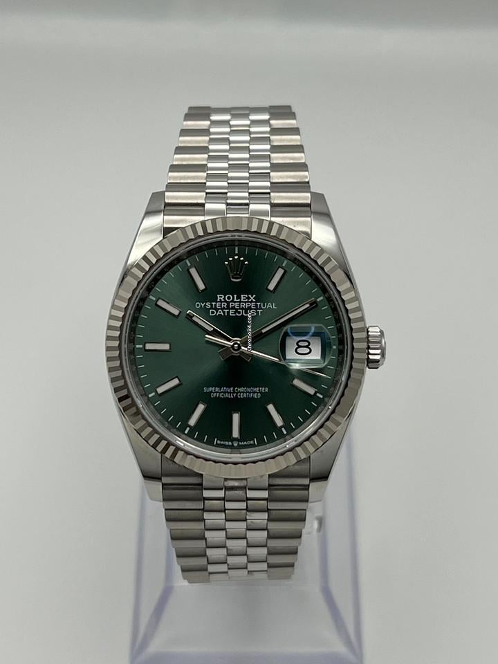Rolex | Datejust | 126234 | White gold | 36 mm | Steel | Green | Automatic
