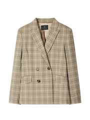 checked double-breasted blazer